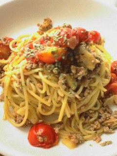 ミニトマトとひき肉のスパゲッティ-レシピのメイン写真