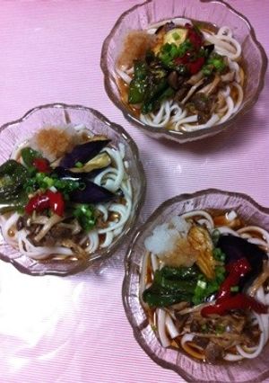夏にピッタリ!!素揚げ野菜の冷やしうどん-レシピのメイン写真
