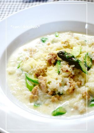 鶏挽肉とアスパラのミルクリゾット-レシピのメイン写真