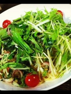 茹でるだけ!水菜と香味野菜の和風パスタ-レシピのメイン写真