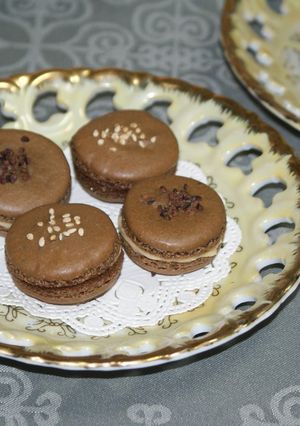 ほうじ茶＆ゴマのマカロン♪(マロンバター-レシピのメイン写真