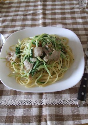 豚バラと水菜の✿柚子胡椒スパゲティー✿-レシピのメイン写真