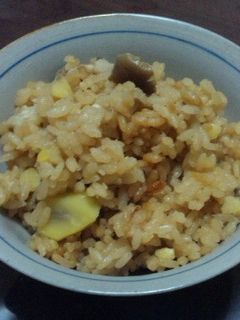 栗とキノコの炊き込みご飯-レシピのメイン写真