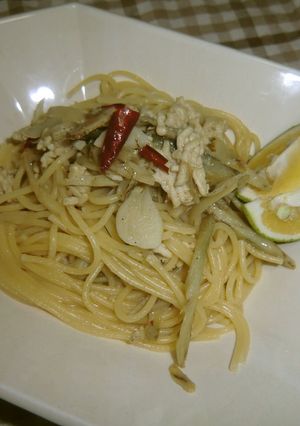 鶏ミンチとごぼうのピリ辛パスタ★-レシピのメイン写真