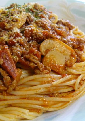 簡単♪挽肉とマッシュルームのトマトパスタ-レシピのメイン写真
