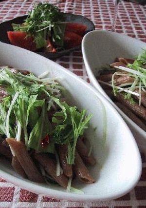 本日のパスタブランチ☆水菜とアンチョビの全粒粉ペンネ-レシピのメイン写真