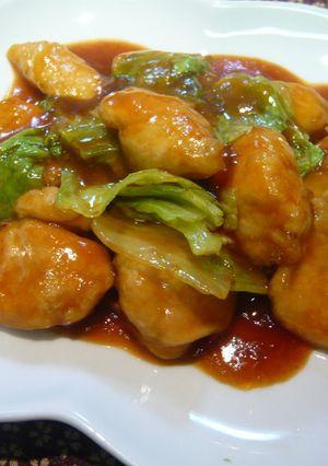 訂正。鶏ささみとレタスの甘酢あん煮-レシピのメイン写真