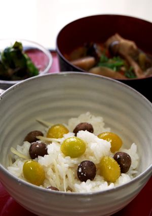 銀杏の翡翠揚げとむかごの混ぜご飯-レシピのメイン写真
