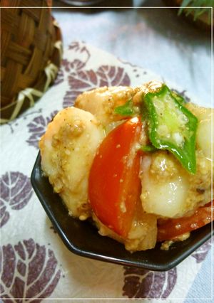 はんぺんと野菜の　梅風味胡麻チーズ和え-レシピのメイン写真