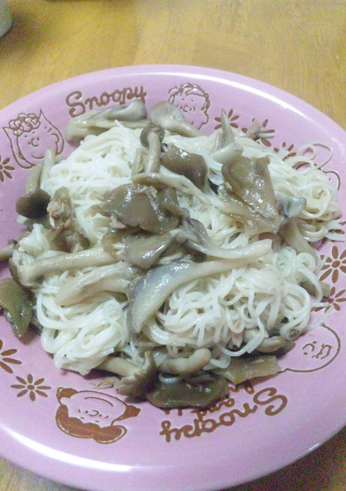ビーフン風…ザーサイときのこの素麺炒め-レシピのメイン写真