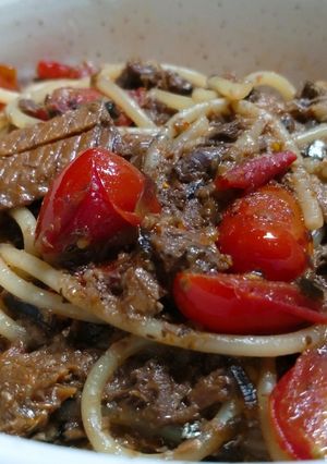 ミニトマトと秋刀魚缶の和風パスタ-レシピのメイン写真