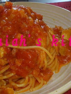 チキンとニンニクのトマトソーススパゲティ-レシピのメイン写真