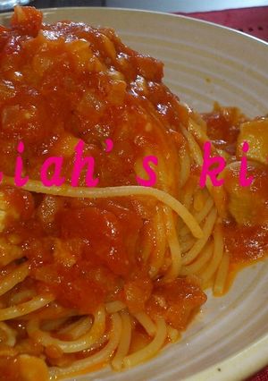 チキンとニンニクのトマトソーススパゲティ-レシピのメイン写真