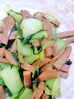 青梗菜とスパムの野菜炒め-レシピのメイン写真