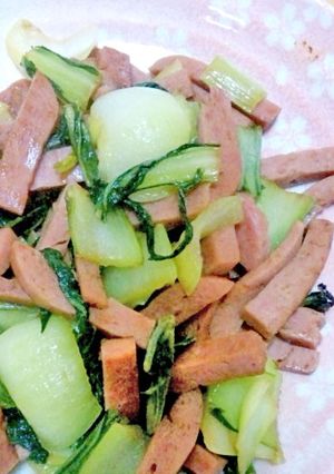 青梗菜とスパムの野菜炒め-レシピのメイン写真