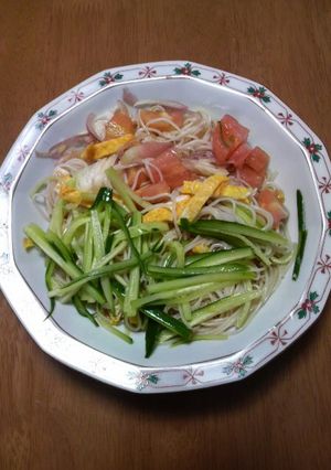 ミョウガたっぷりカラフルさっぱり素麺-レシピのメイン写真