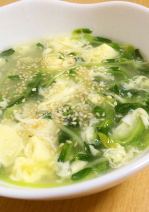 豆苗シャキッ！玉子と豆苗の中華スープ♡-レシピのメイン写真