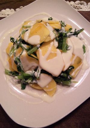 秋らしく柿と青菜の爽やかソースサラダ-レシピのメイン写真