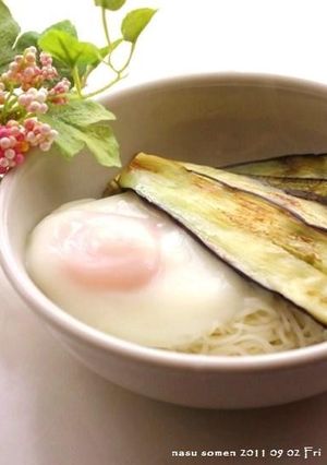 あったか茄子乗せぶっかけそうめん-レシピのメイン写真