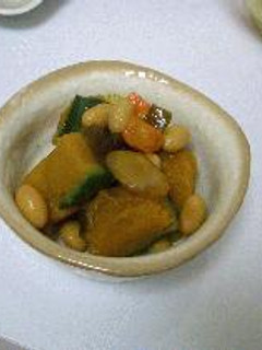 カボチャの煮物お豆さん和え-レシピのメイン写真
