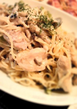 超簡単☆きのことチキンのクリームパスタ-レシピのメイン写真