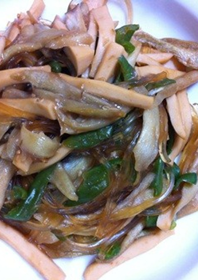 芋がらと魚肉ソーセージの甘辛醤油いため-レシピのメイン写真