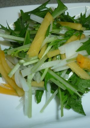 水菜と柿のさらだ-レシピのメイン写真