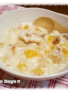 寒い朝に♪フルーツミルクパン粥-レシピのメイン写真