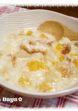 寒い朝に♪フルーツミルクパン粥-レシピのメイン写真