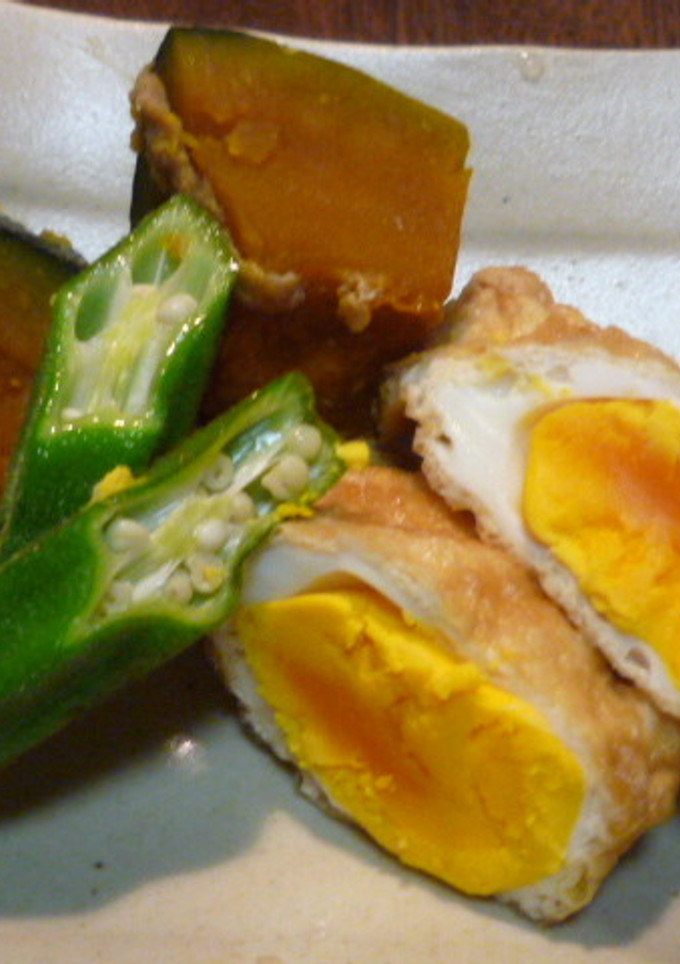 油揚げ入り卵とかぼちゃの煮物-レシピのメイン写真