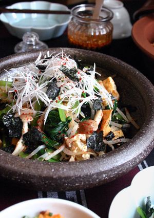 小松菜・もやし・しめじ・厚揚げ。かけ醤油-レシピのメイン写真