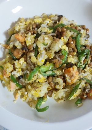 納豆ときのこのチャーハン-レシピのメイン写真