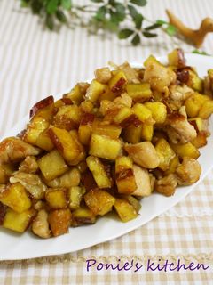 さつまいもと鶏肉のコロコロ中華炒め♪-レシピのメイン写真