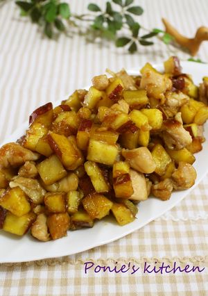 さつまいもと鶏肉のコロコロ中華炒め♪-レシピのメイン写真