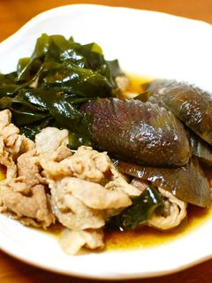 茄子と豚肉とわかめの煮物-レシピのメイン写真