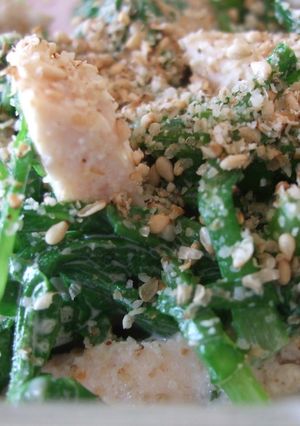 春菊と塩鶏のマヨ醤油和え-レシピのメイン写真