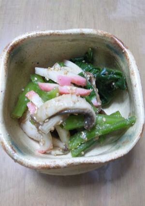 つるむらさきとキノコのごま和え-レシピのメイン写真