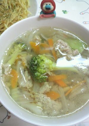残り野菜とひき肉ｄｅ栄養満点スープ-レシピのメイン写真