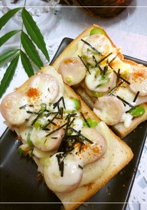 魚ニソとじゃが芋と枝豆の和風トースト-レシピのメイン写真