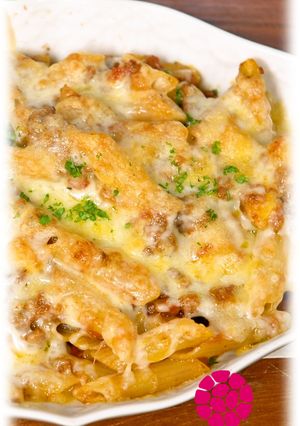 栗と合挽きミンチとペンネのオーブン焼き-レシピのメイン写真