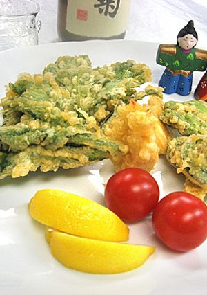 野菜だけレシピ♪金沢春菊と山菜の天ぷら-レシピのメイン写真