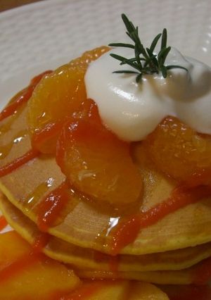 おやつでも野菜 オレンジ色のパンケーキ -レシピのメイン写真