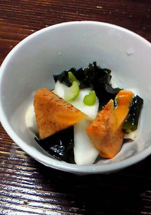 秋の酢の物・かぶと柿とわかめの和え物-レシピのメイン写真