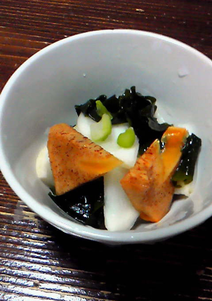 秋の酢の物・かぶと柿とわかめの和え物-レシピのメイン写真