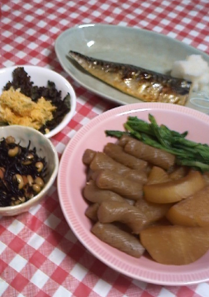 超簡単　大根とこんにゃくと大根葉の煮物-レシピのメイン写真