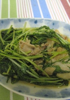 中華風☆水菜＆豚肉炒め-レシピのメイン写真
