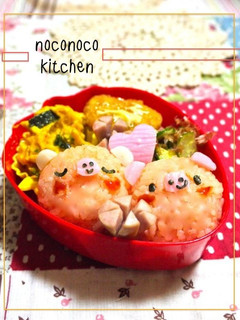 らぶらぶぅ♡ぶたさんキャラ弁♪-レシピのメイン写真
