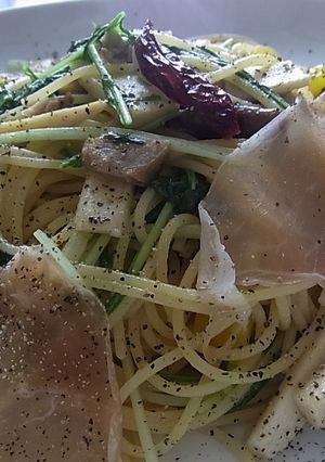 水菜と生ハムのシャキシャキパスタ-レシピのメイン写真