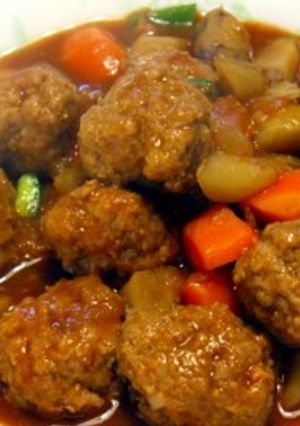 ミートボールの赤味噌デミ煮込み♪-レシピのメイン写真