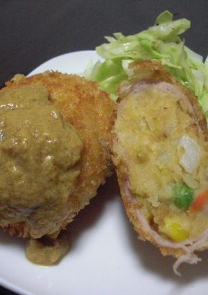 ソースが決め手♪ポテサラ肉巻きコロッケ-レシピのメイン写真